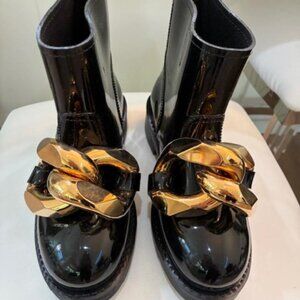 NEW!! Never worn! JW ANDERSON Rubber Chain Boots, Black, Size 37 Size 7